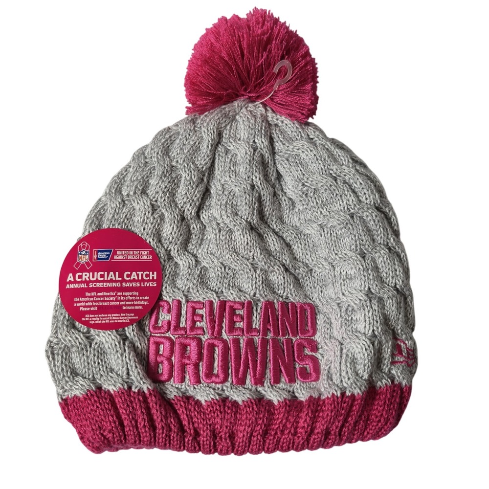 Cleveland Browns NFL New Era Womens Breast Cancer Awareness Knit Beanie Cap NEW!